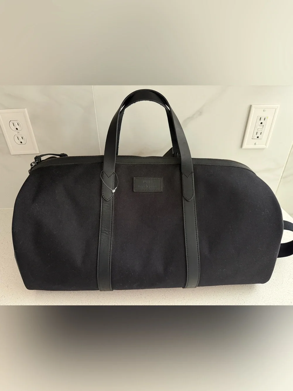 POLO RALPH LAUREN Canvas and Leather Dufflebag Black